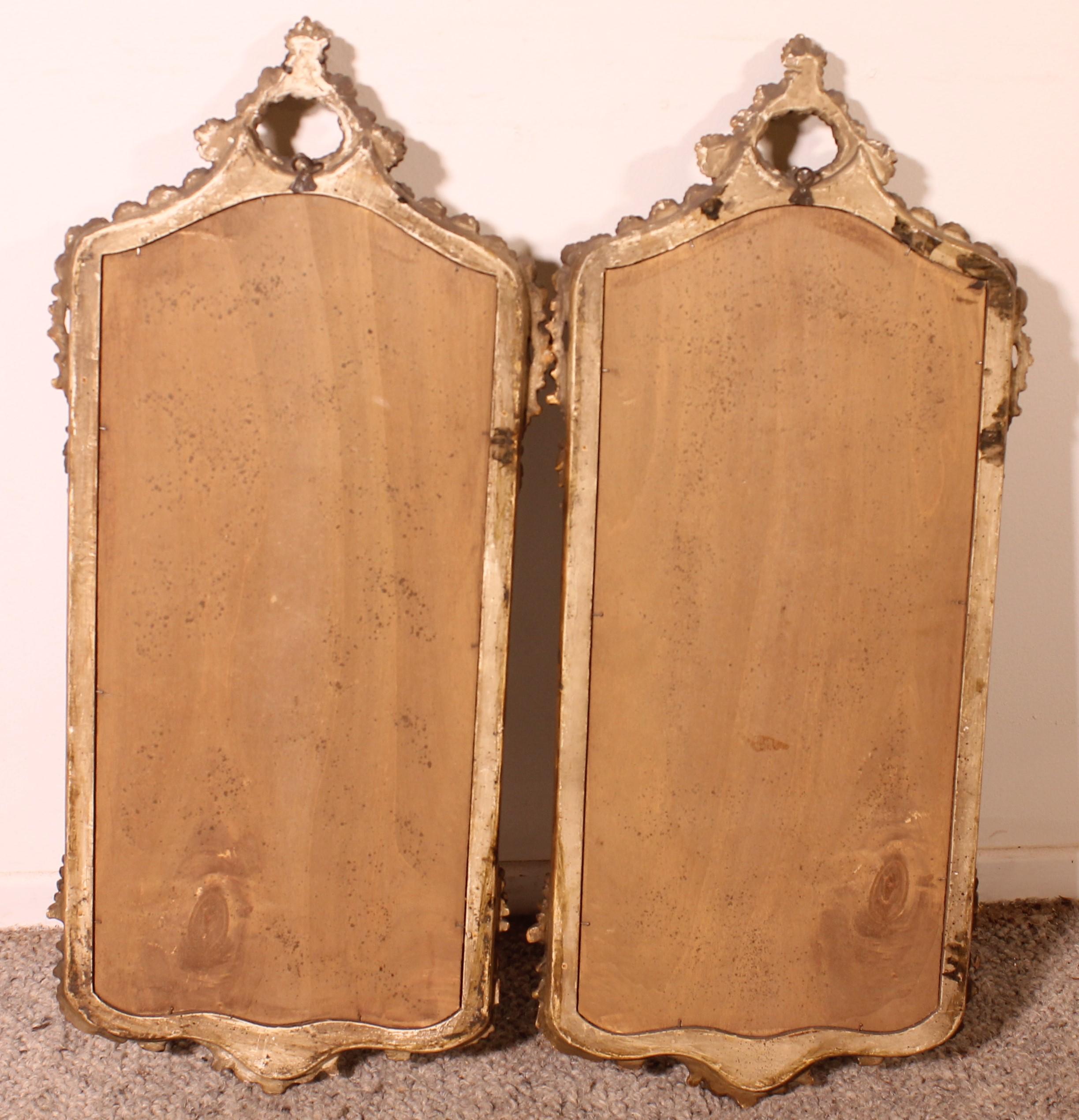 Pair Of Carved And Gilded Wooden Mirrors 7