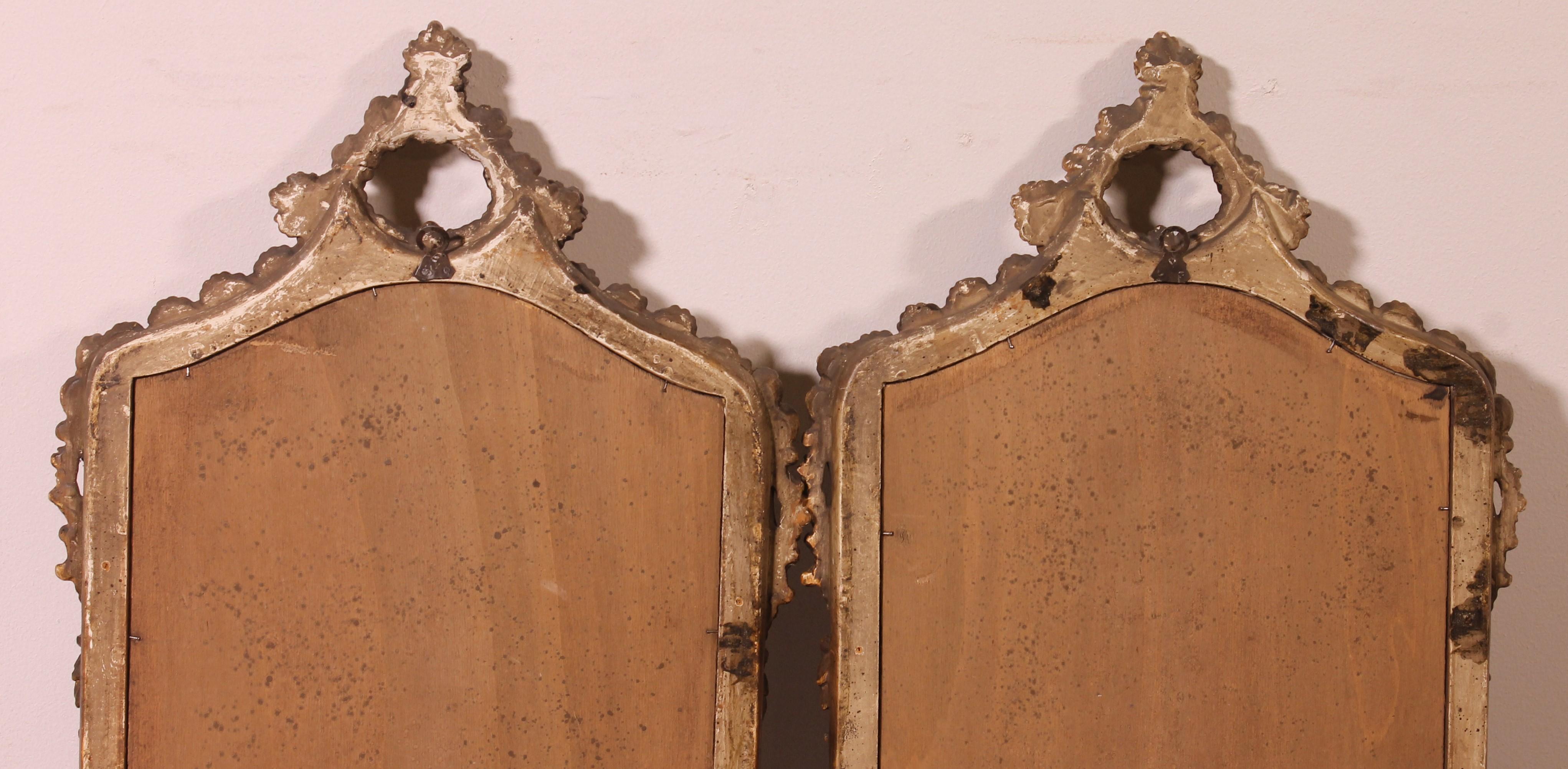 Pair Of Carved And Gilded Wooden Mirrors 8
