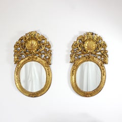 Pair of carved and gilded wooden sacristy mirrors - 18th century - Spain