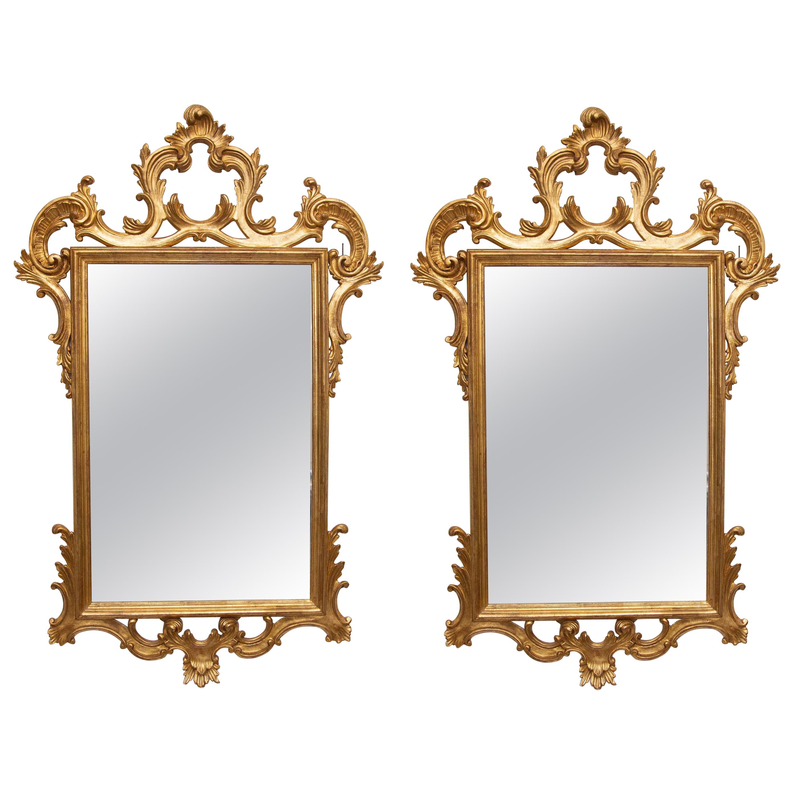 Pair of Carved and Gilt Italian Console Mirrors
