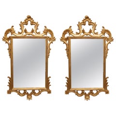 Pair of Carved and Gilt Italian Console Mirrors