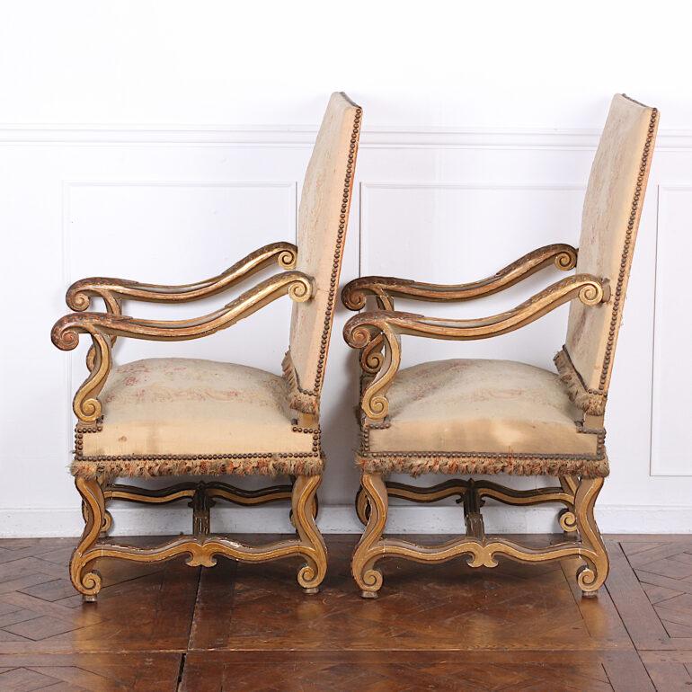 French Pair of Carved and Gilt Renaissance Revival, C.1900 For Sale