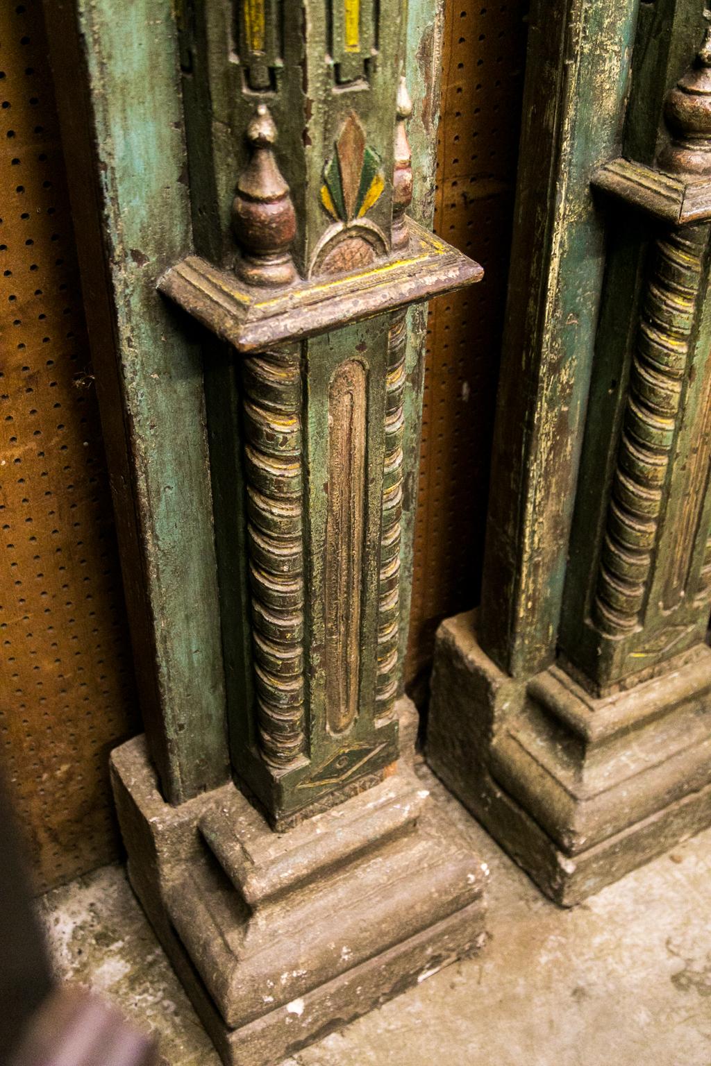 Pair of Carved and Painted Pilasters For Sale 4