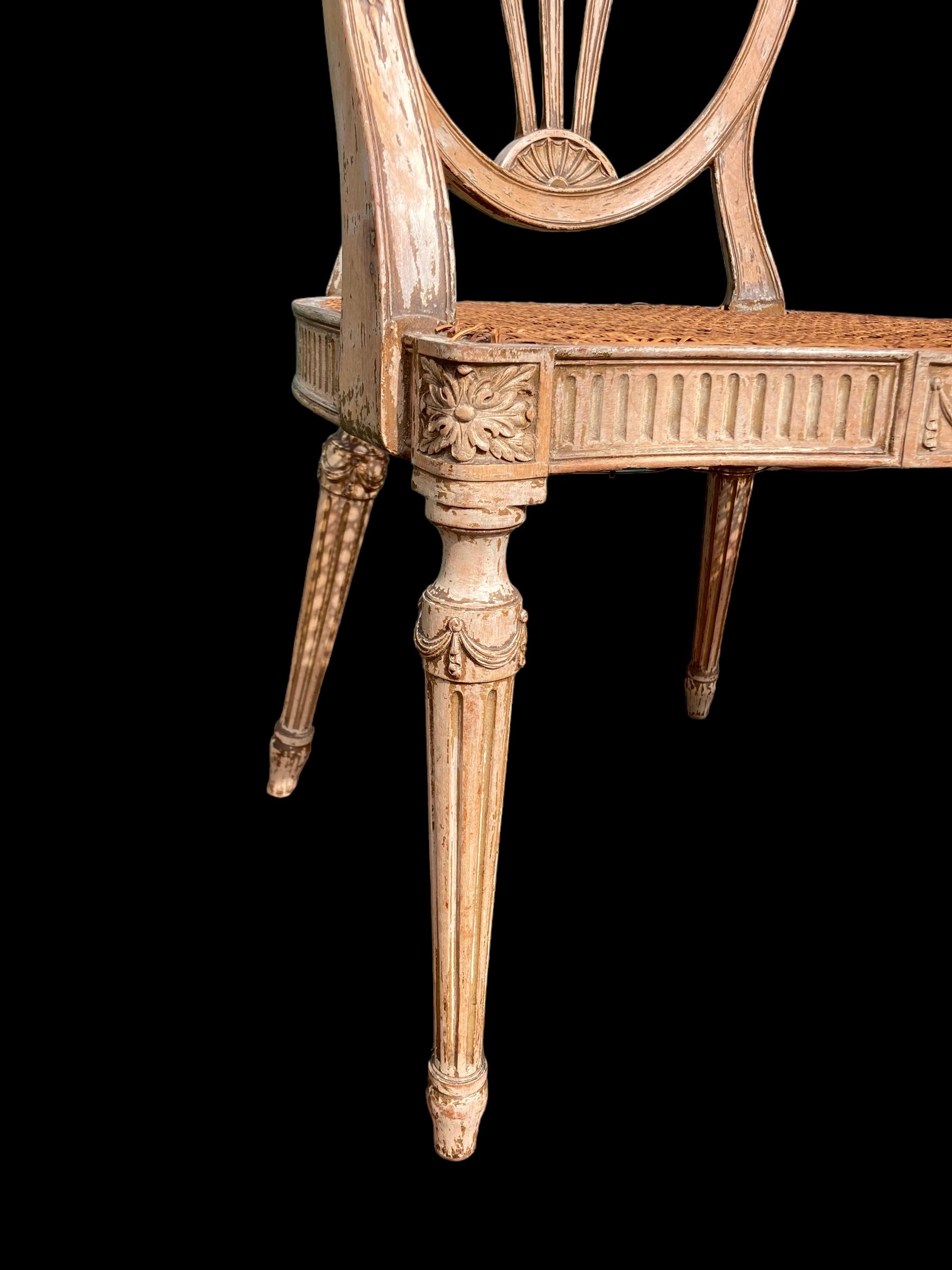 19th Century Pair of Carved and Painted Salon Chairs For Sale