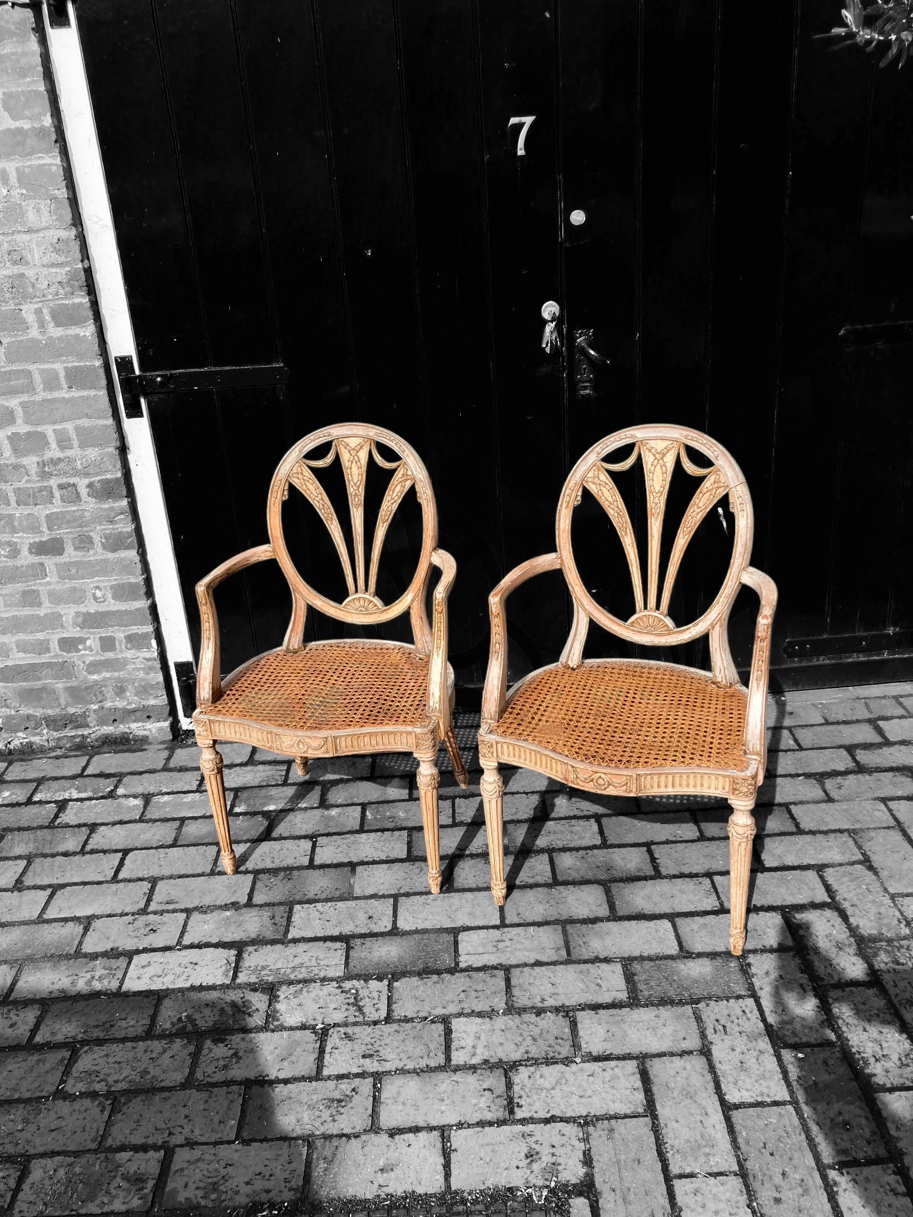 Pair of Carved and Painted Salon Chairs For Sale 1
