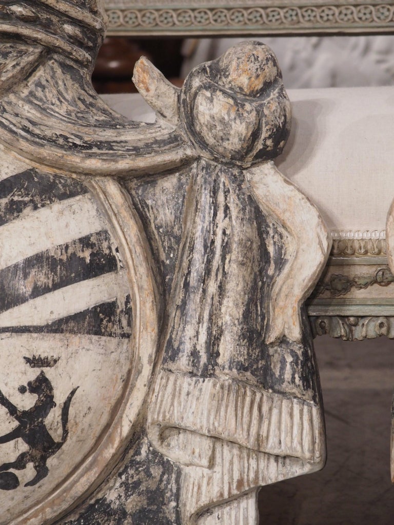 Pair of Carved and Painted Wooden Coat of Arms Plaques from Italy For