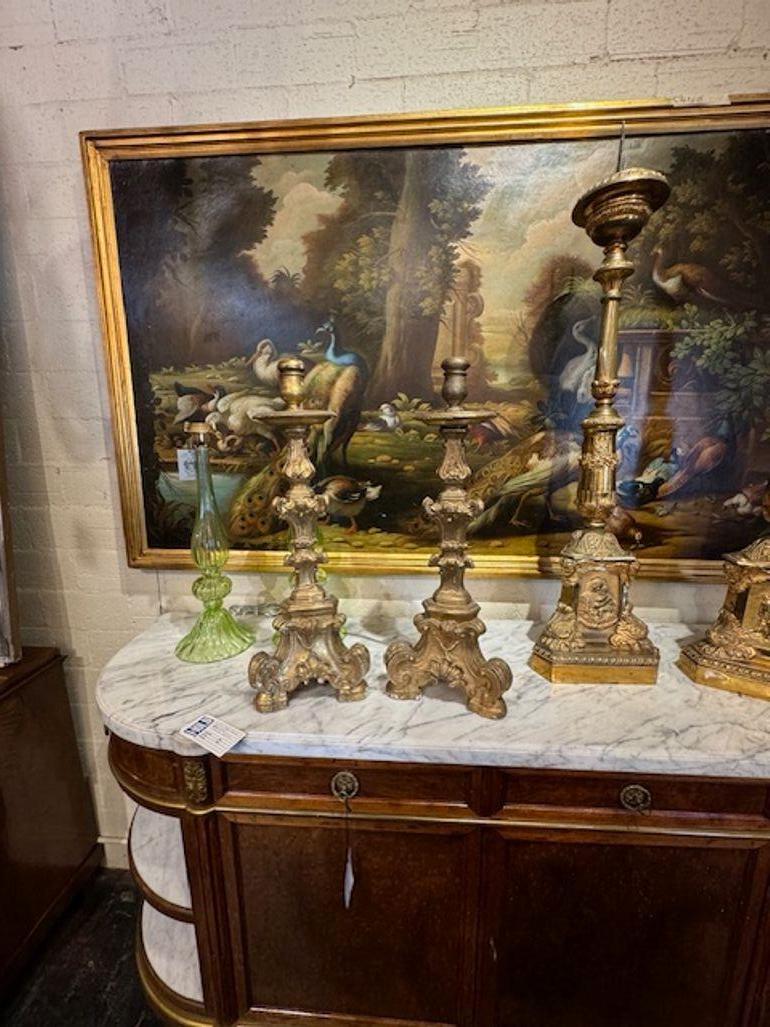 Italian Pair of Carved and Parcel Gilt Altar Sticks For Sale