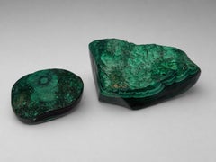 Pair of Carved and Polished Malachite Vide-Poches, or Ash Trays Circa 1960