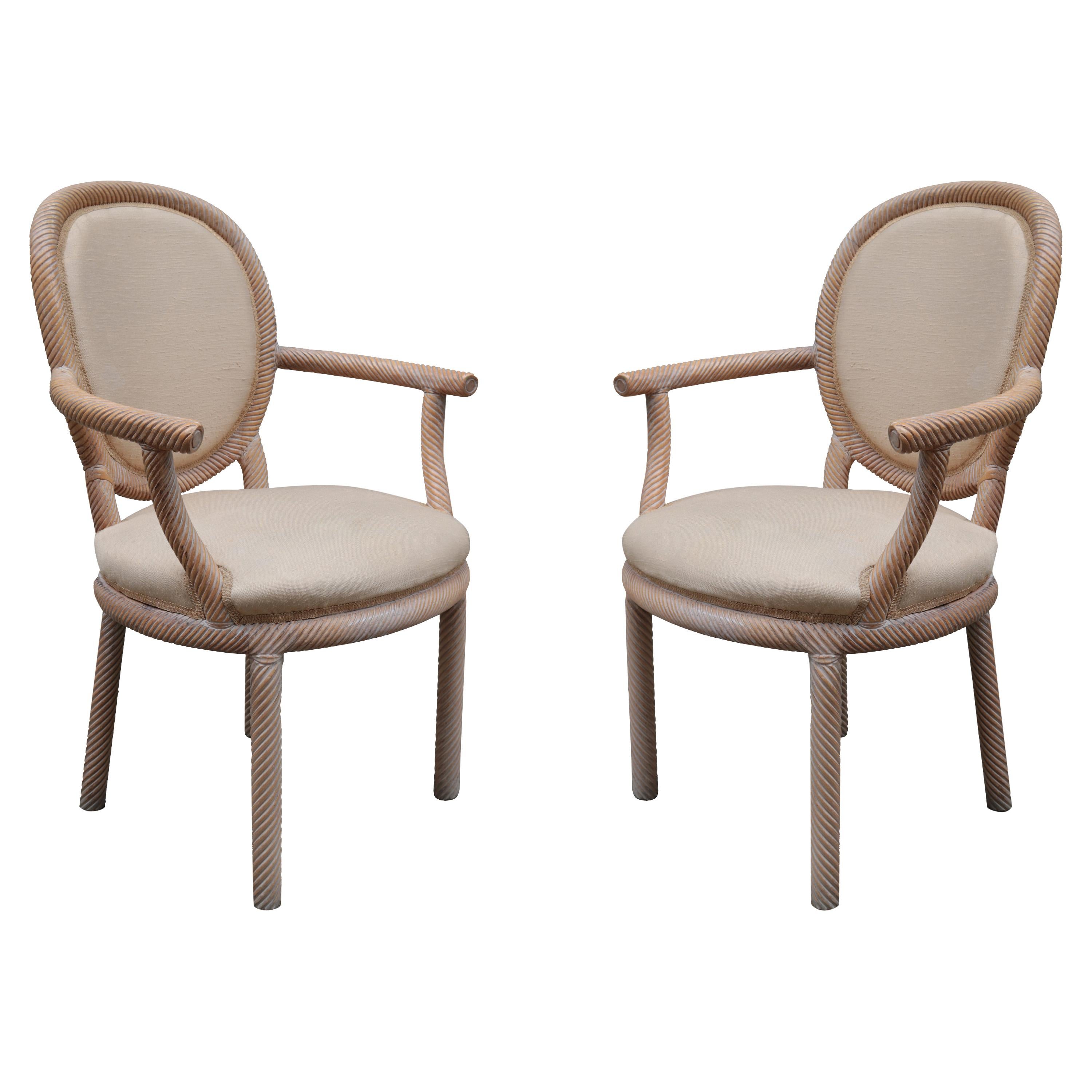 Pair of Carved Armchairs by Arpex For Sale
