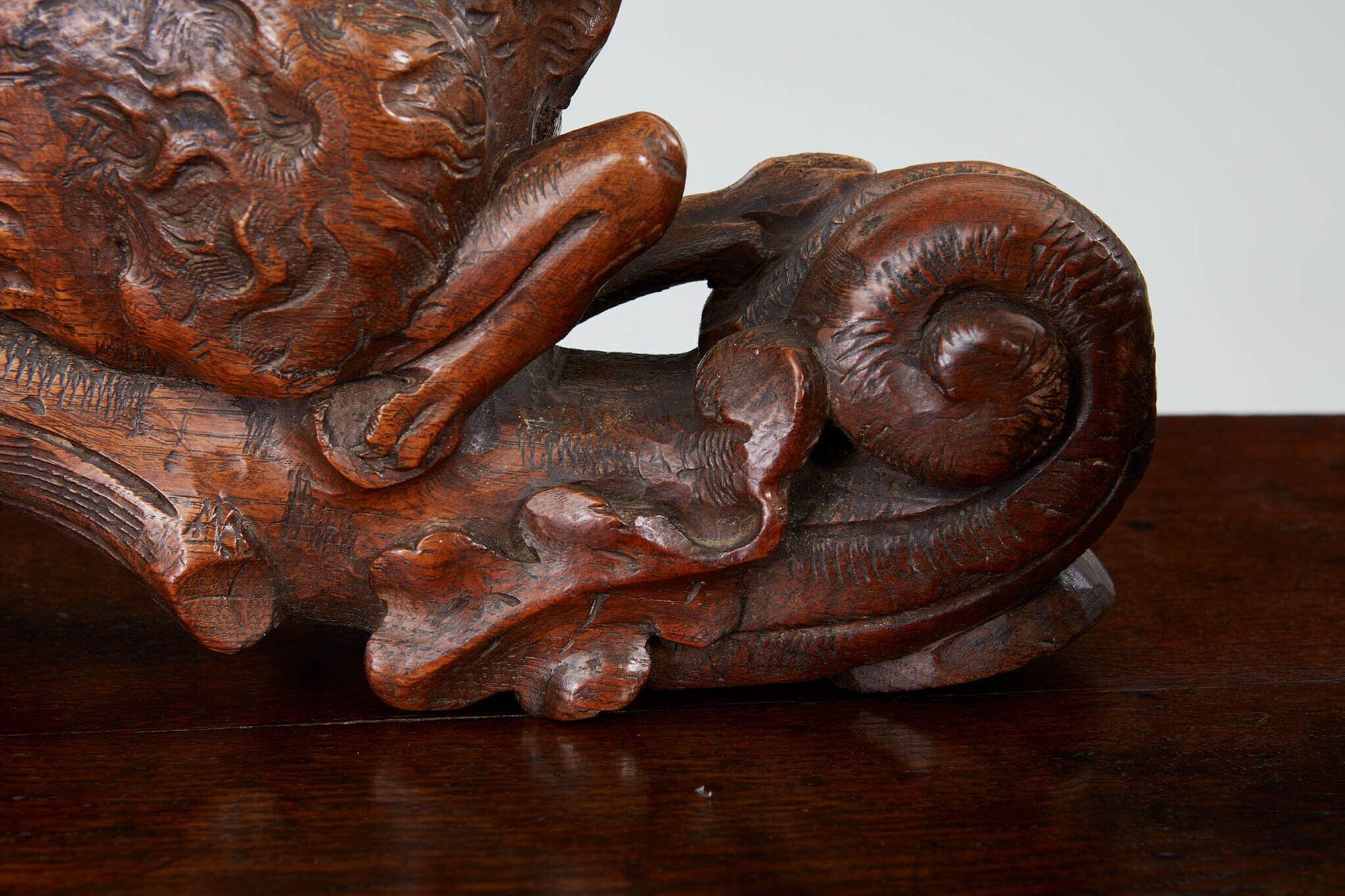 Pair of Carved Arts & Crafts Fox Brackets For Sale 6
