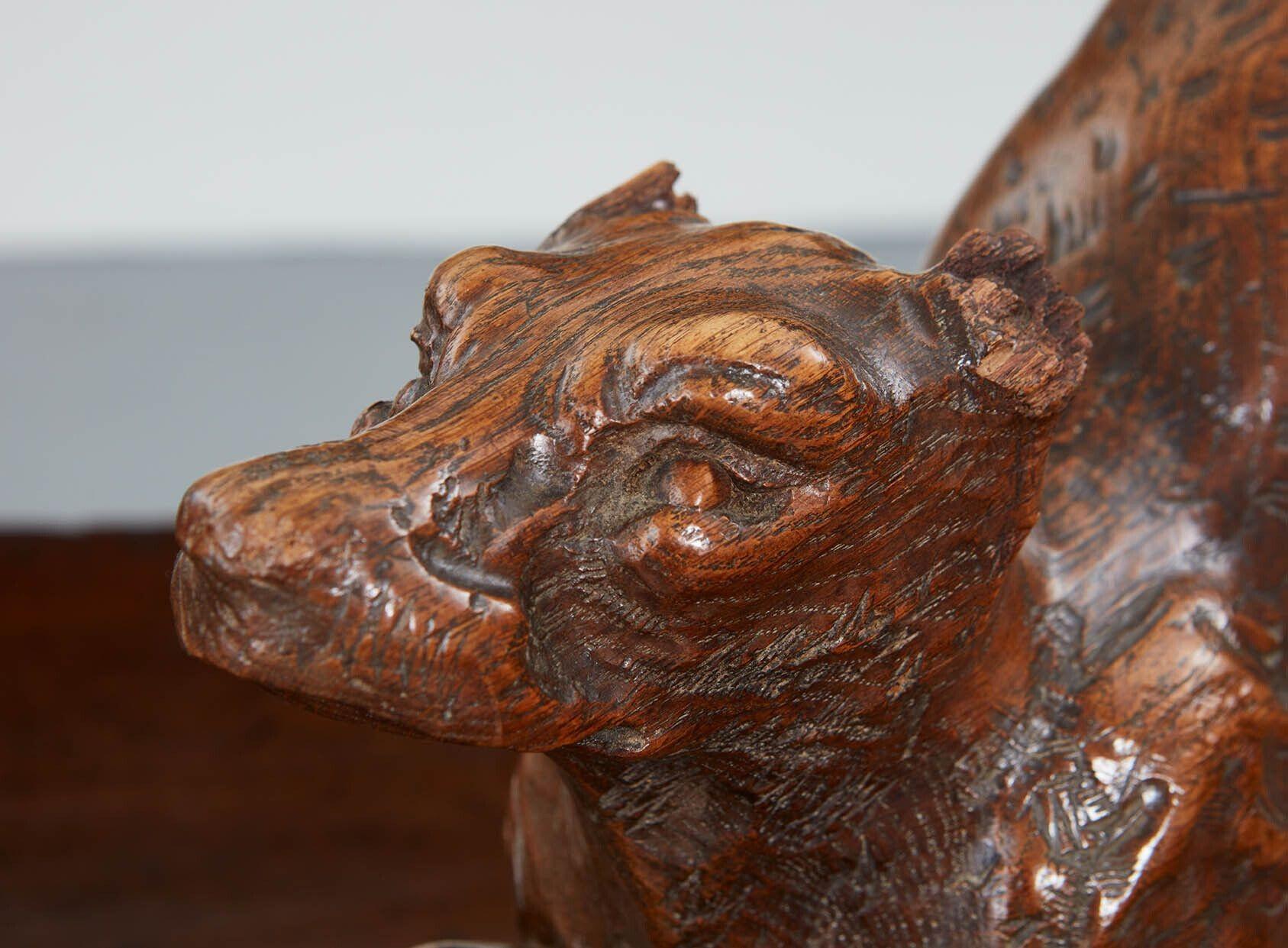 Oak Pair of Carved Arts & Crafts Fox Brackets For Sale