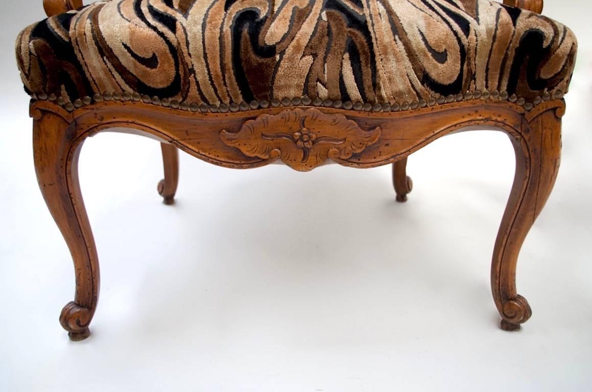 Pair of Carved Beech Louis XV Style Armchairs, 20th Century In Fair Condition In Saint-Ouen, FR