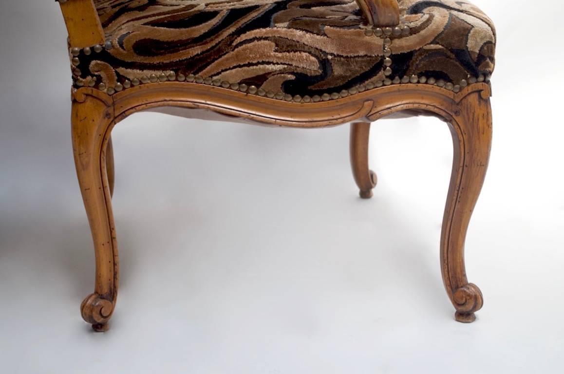 Pair of Carved Beech Louis XV Style Armchairs, 20th Century 2
