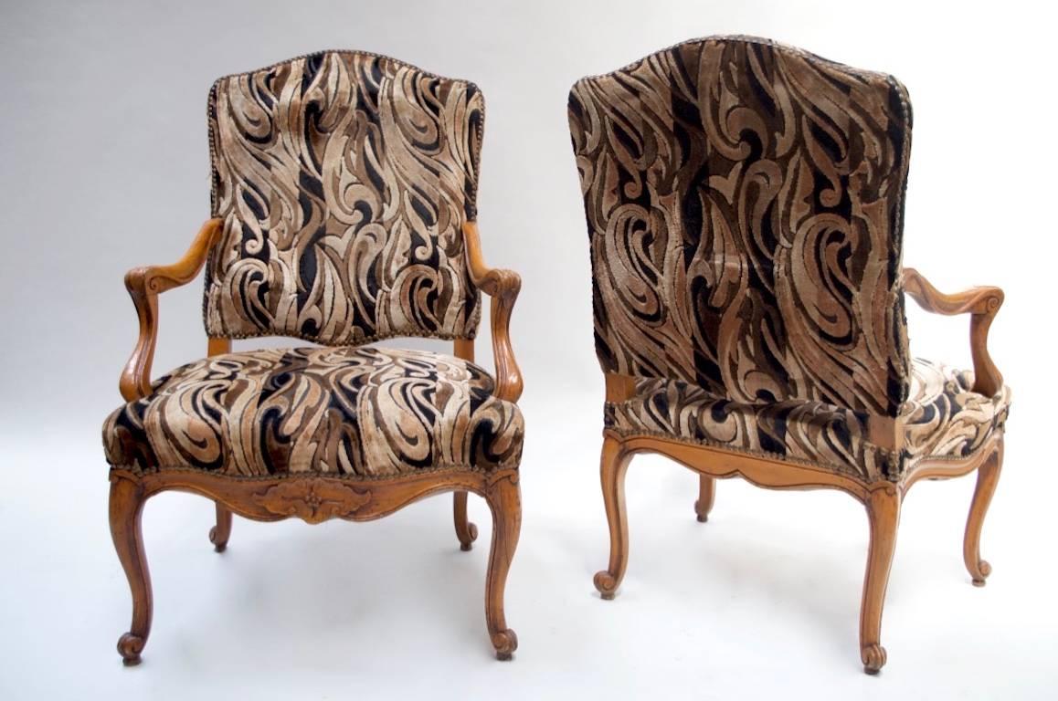 Pair of Carved Beech Louis XV Style Armchairs, 20th Century 3