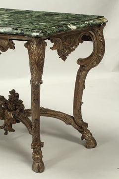 Pair of Carved Borghese Finish Consoles with Marble Tops, 19th Century Italian