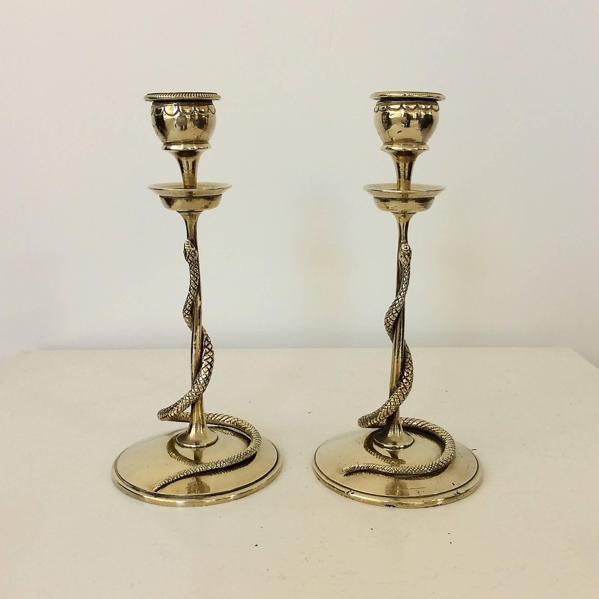 brass snake candle holders