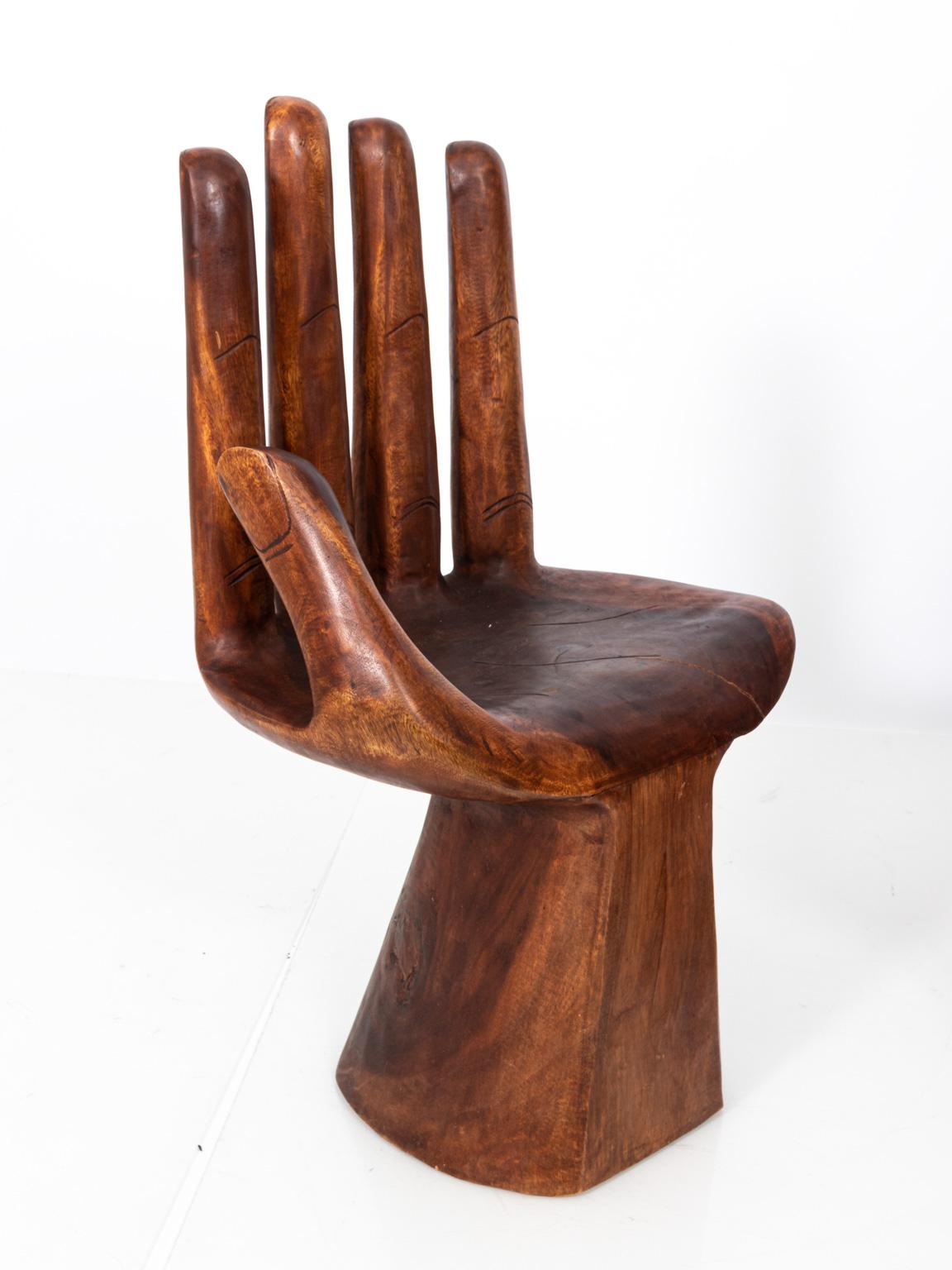 Wood Pair of Carved Brazilian Hand Chairs