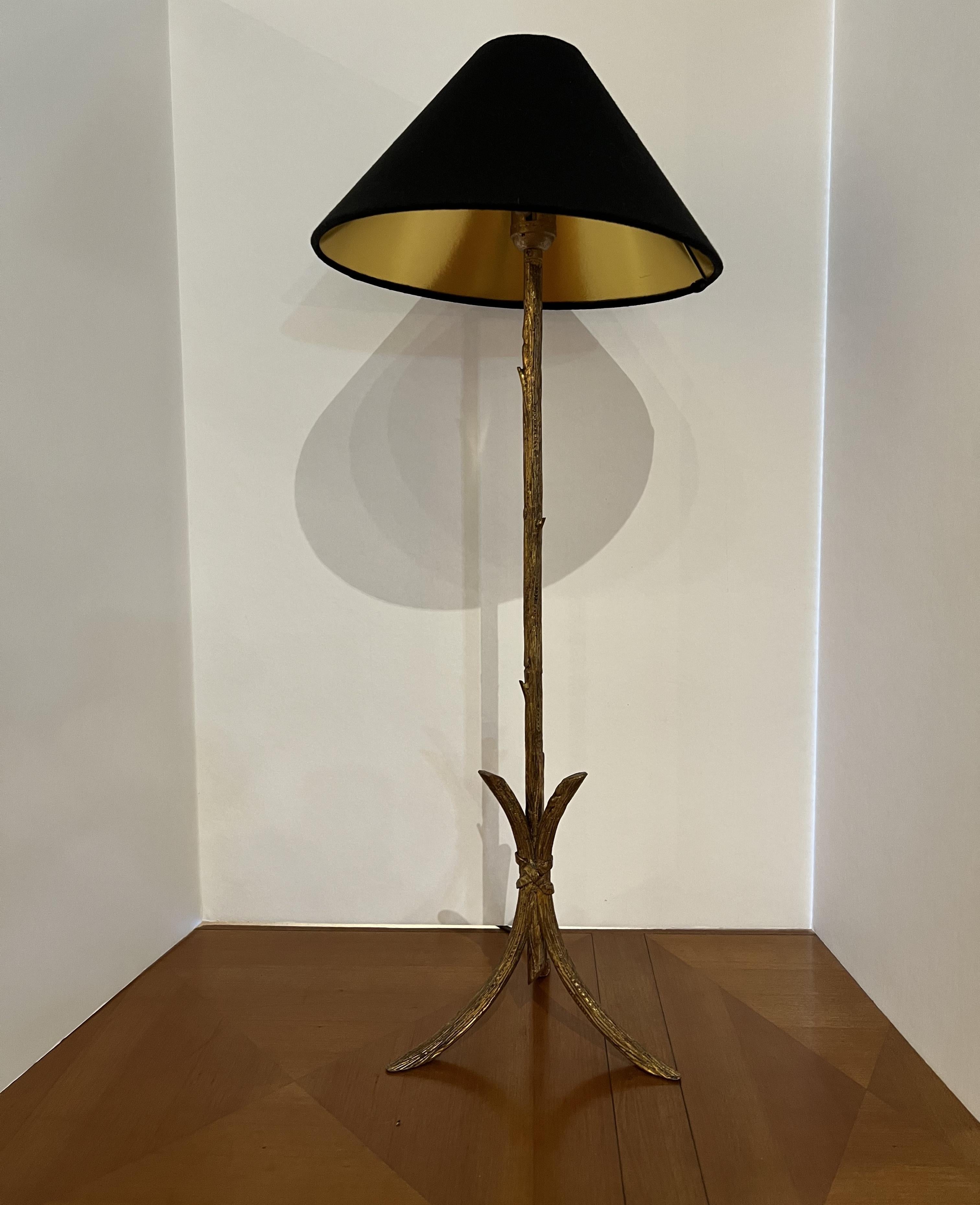 Mid-Century Modern Pair of Carved Bronze Table Lamps Attr. to Maison Bagues