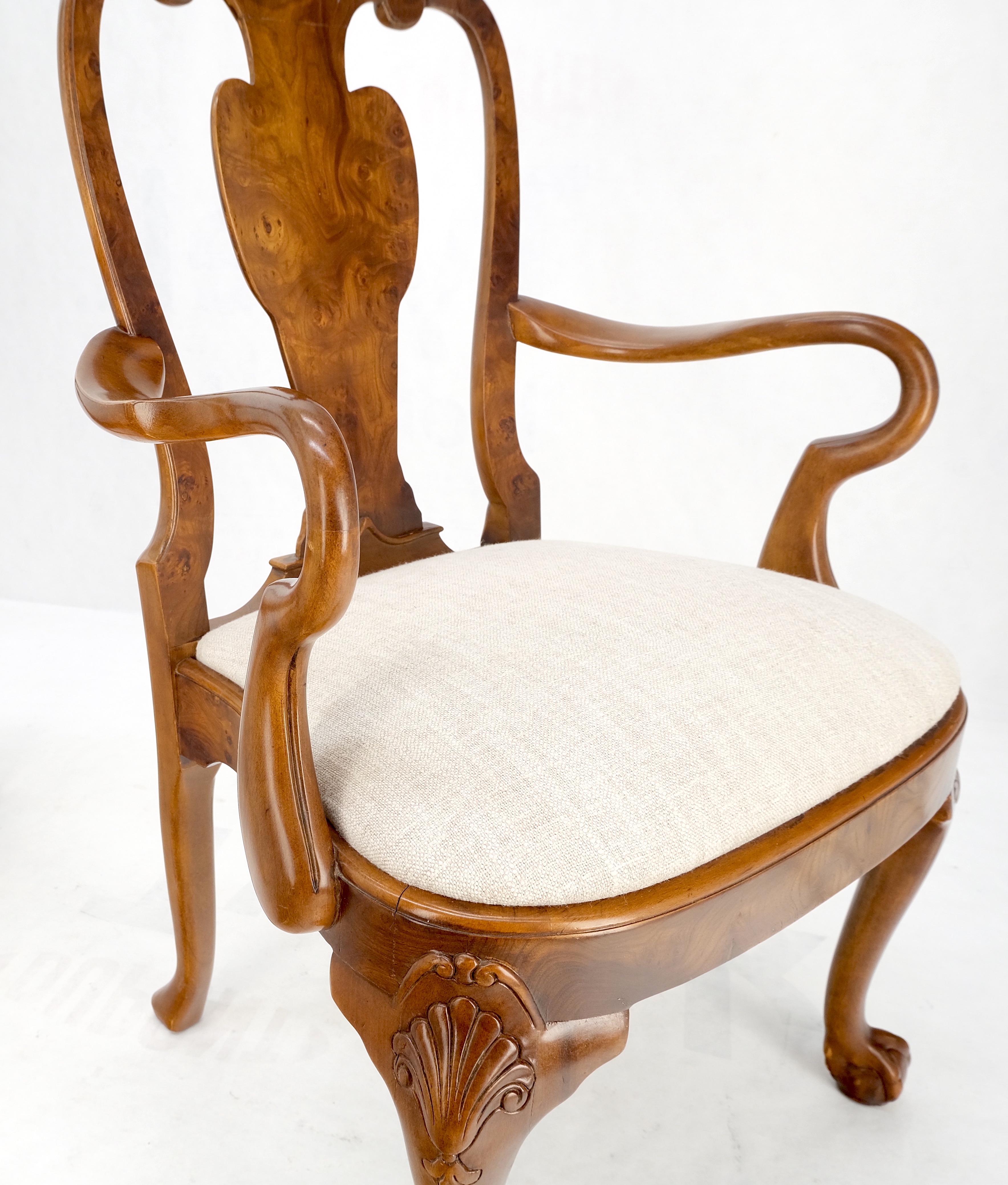Paire de fauteuils en bois de ronce sculpté, tapisserie en lin oatmeal MINT ! en vente 4