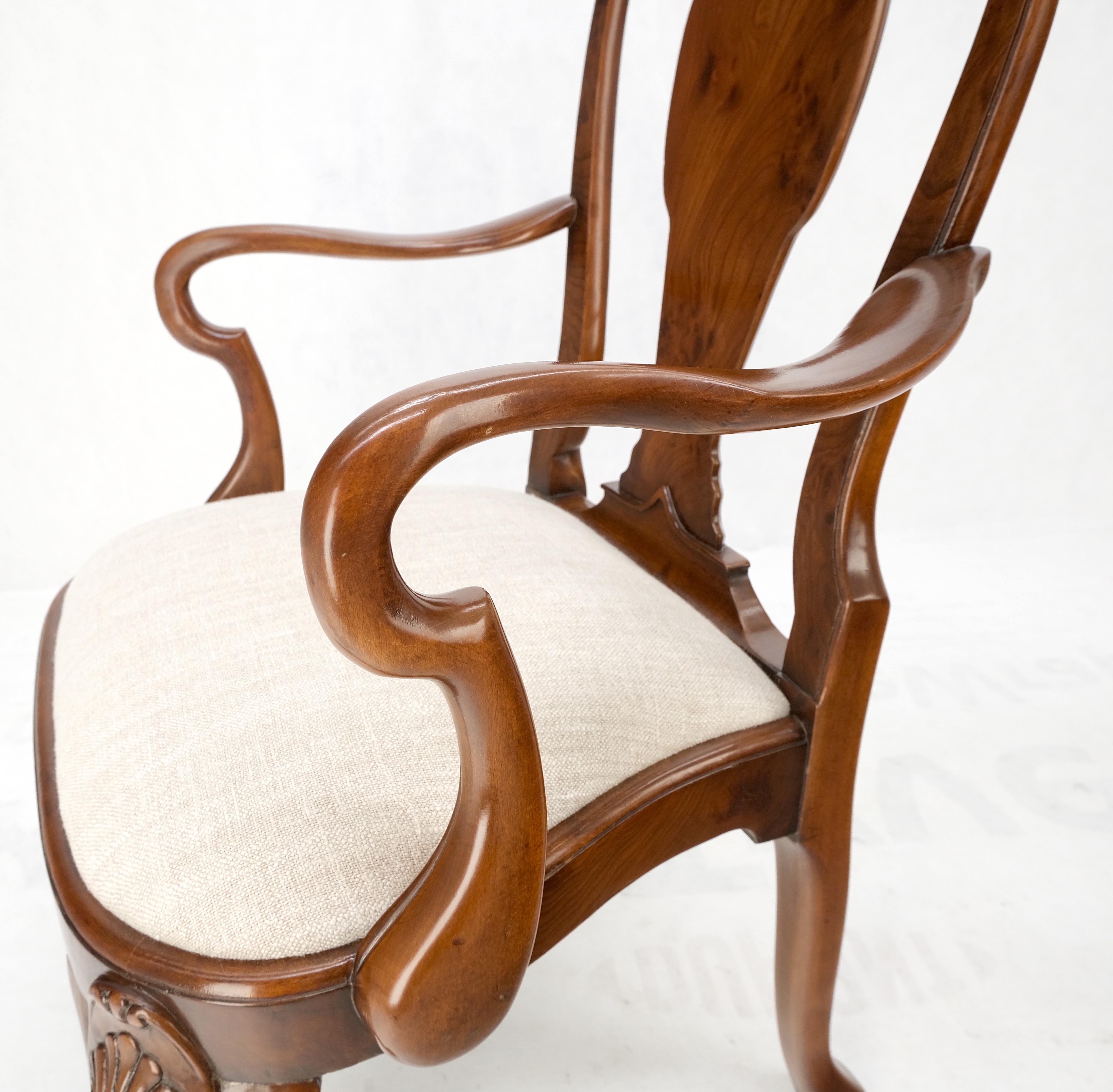 Paire de fauteuils en bois de ronce sculpté, tapisserie en lin oatmeal MINT ! en vente 6