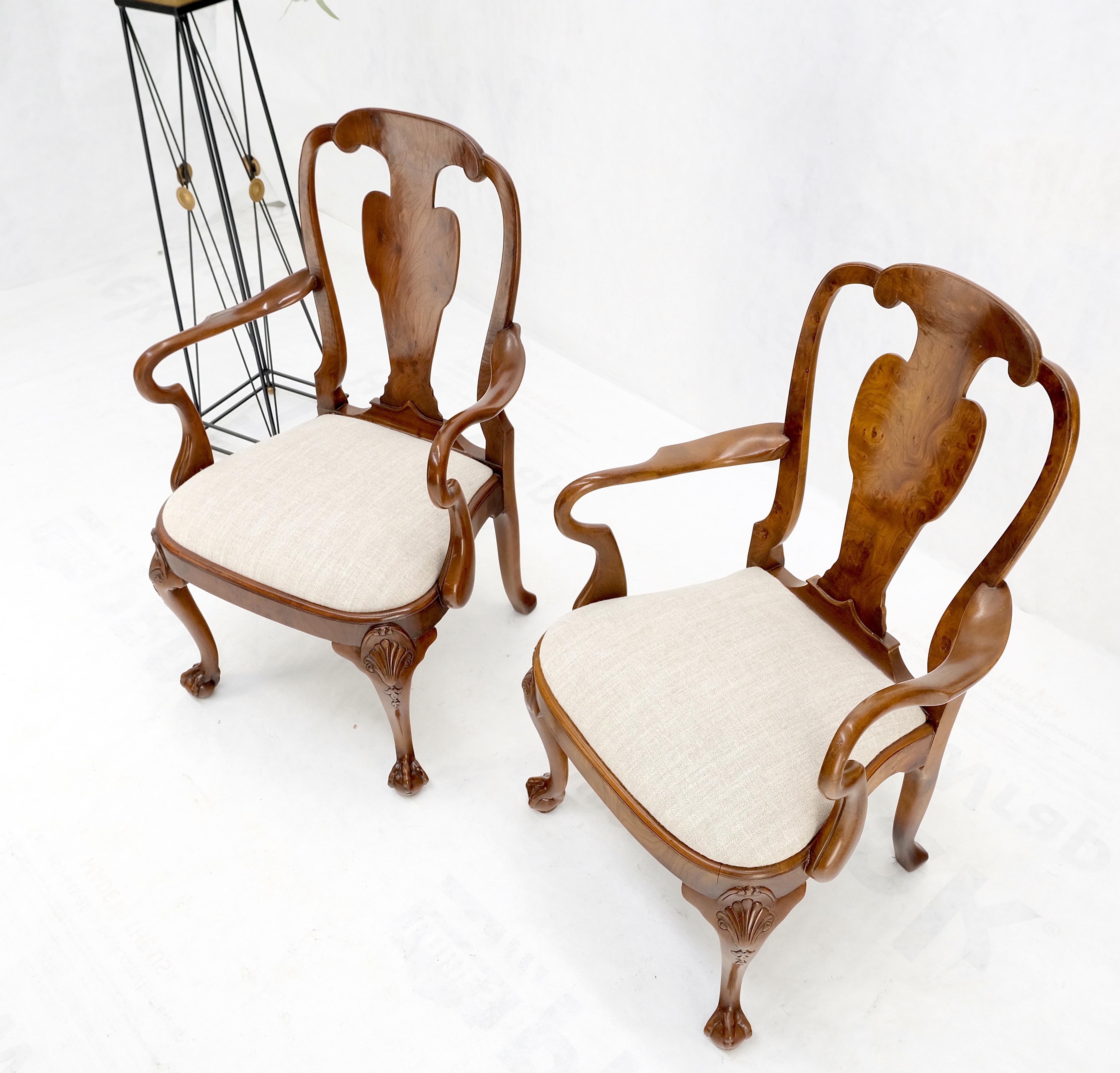 Paire de fauteuils en bois de ronce sculpté, tapisserie en lin oatmeal MINT ! en vente 7