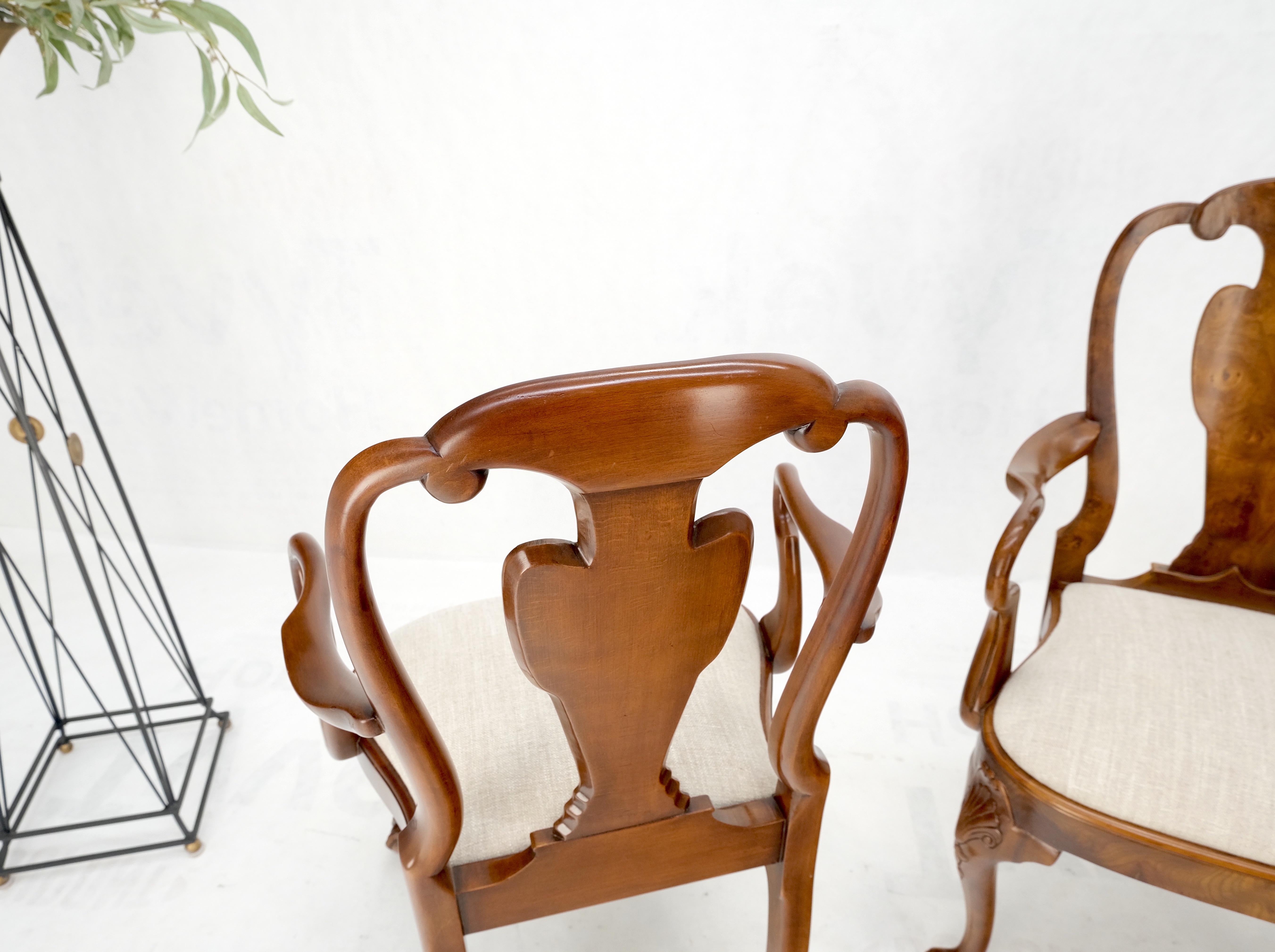 Paar geschnitzte Wurzelholz Neue Haferflocken Leinen Polsterung Sessel MINT! im Zustand „Gut“ im Angebot in Rockaway, NJ