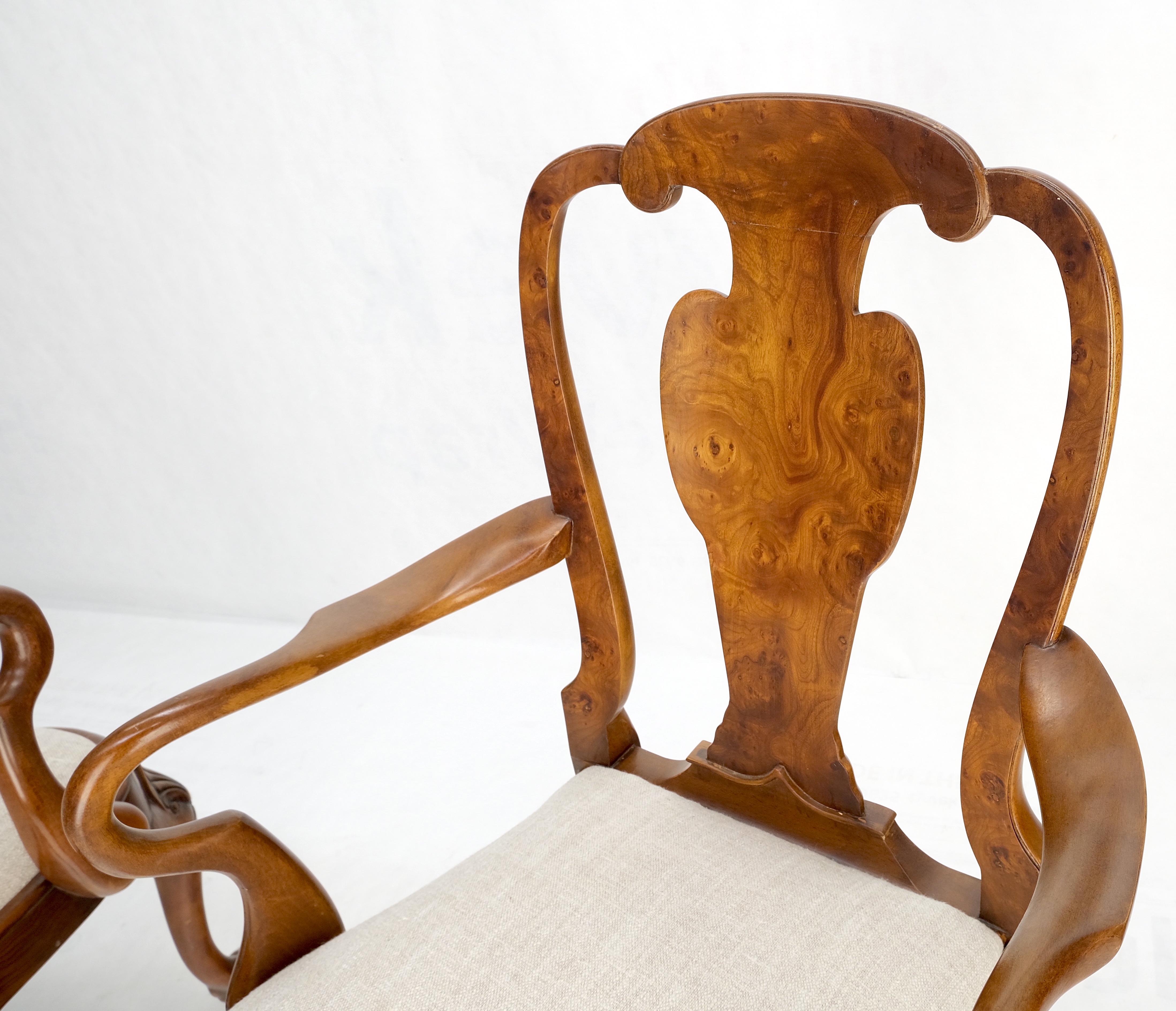Paire de fauteuils en bois de ronce sculpté, tapisserie en lin oatmeal MINT ! en vente 2