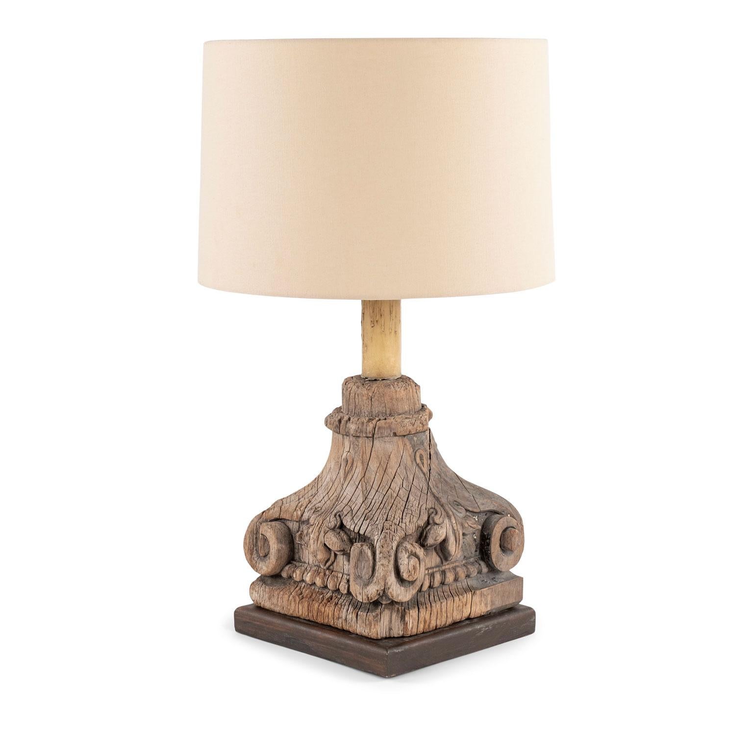 Pair of Carved Capital Table Lamps For Sale 2