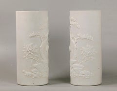 Pair of Carved Chinese Biscuit Hat Stands, Daoguang Period