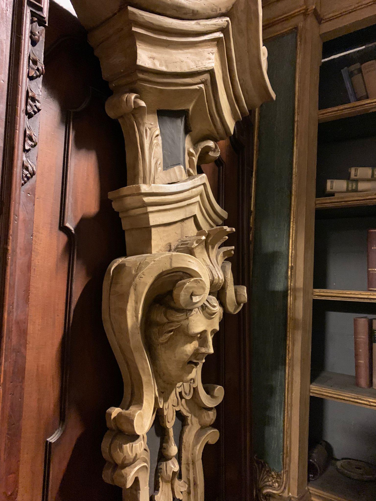 pair of carved column pilasters, richly carved and lacquered, Italy For Sale 1