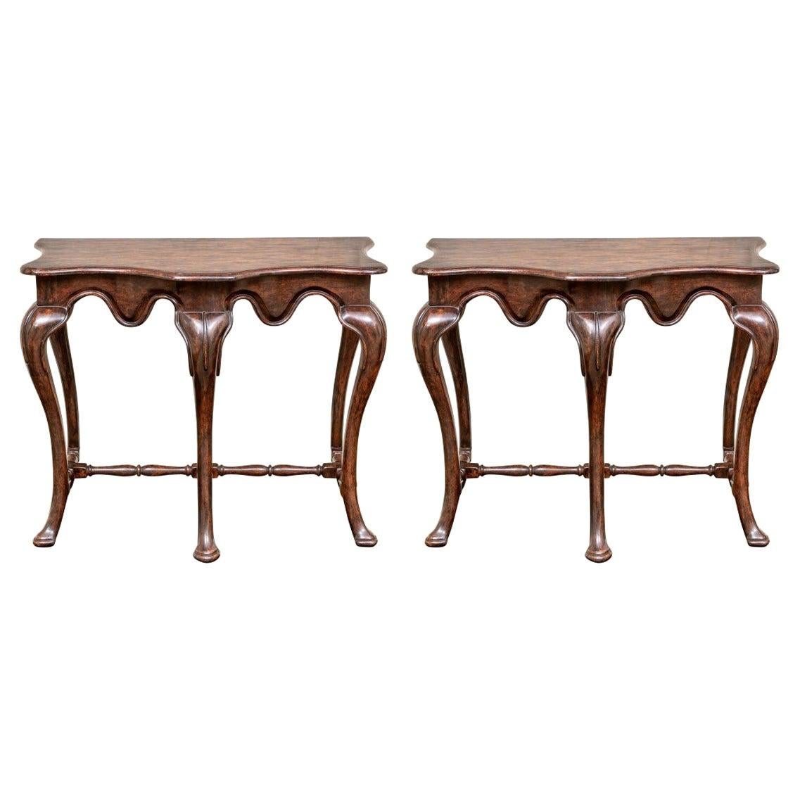 Pair of Carved Consoles by David Iatesta for John Rosselli