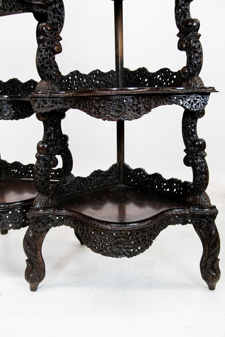 Pair of Carved Corner Display Stands For Sale at 1stdibs