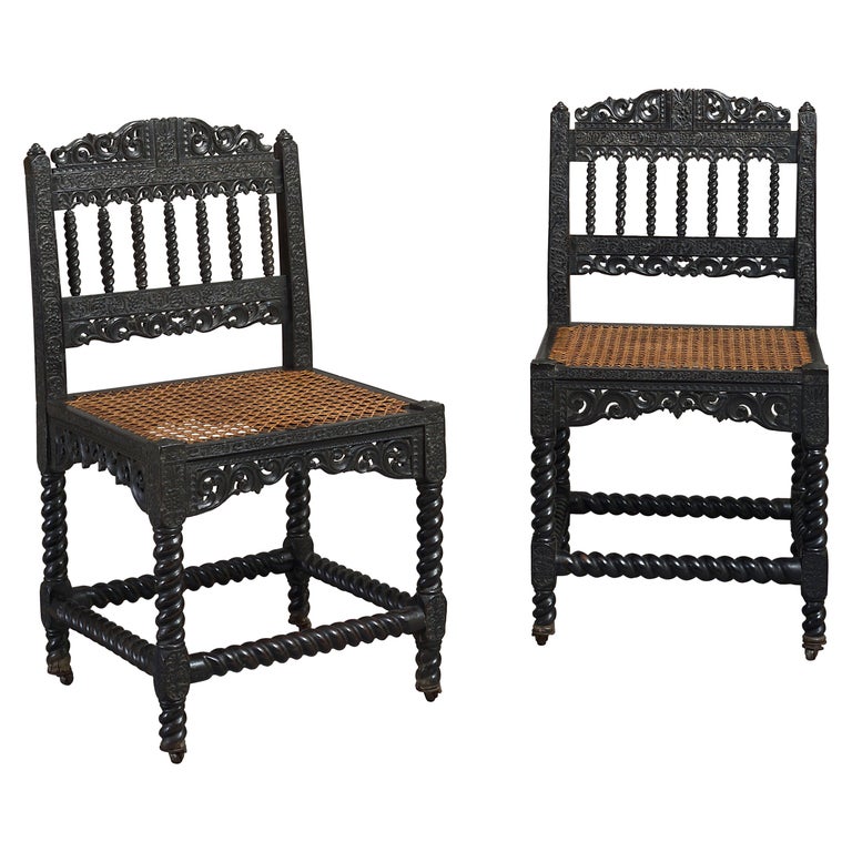 Pair of Carved Ebony Chairs at 1stDibs carved in ebony, carved chairs