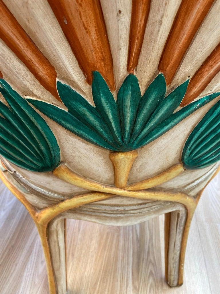 Pair of Carved Egyptian Revival Chairs by Bartolozzi e Maioli In Good Condition In San Antonio, TX