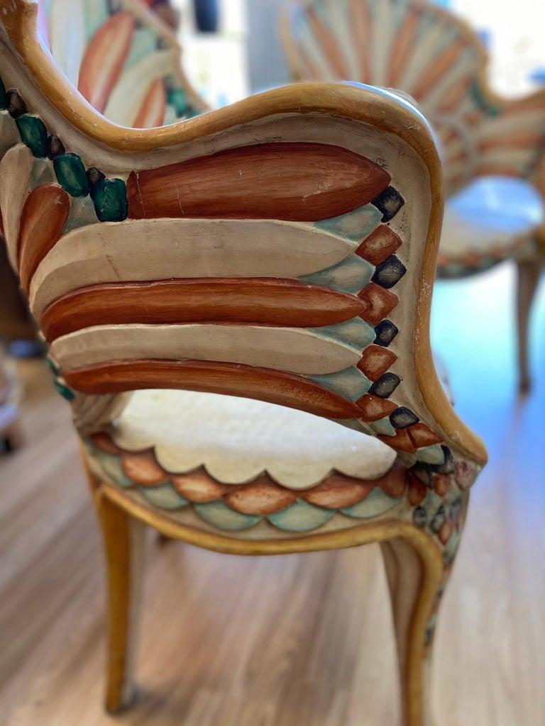 20th Century Pair of Carved Egyptian Revival Chairs by Bartolozzi e Maioli