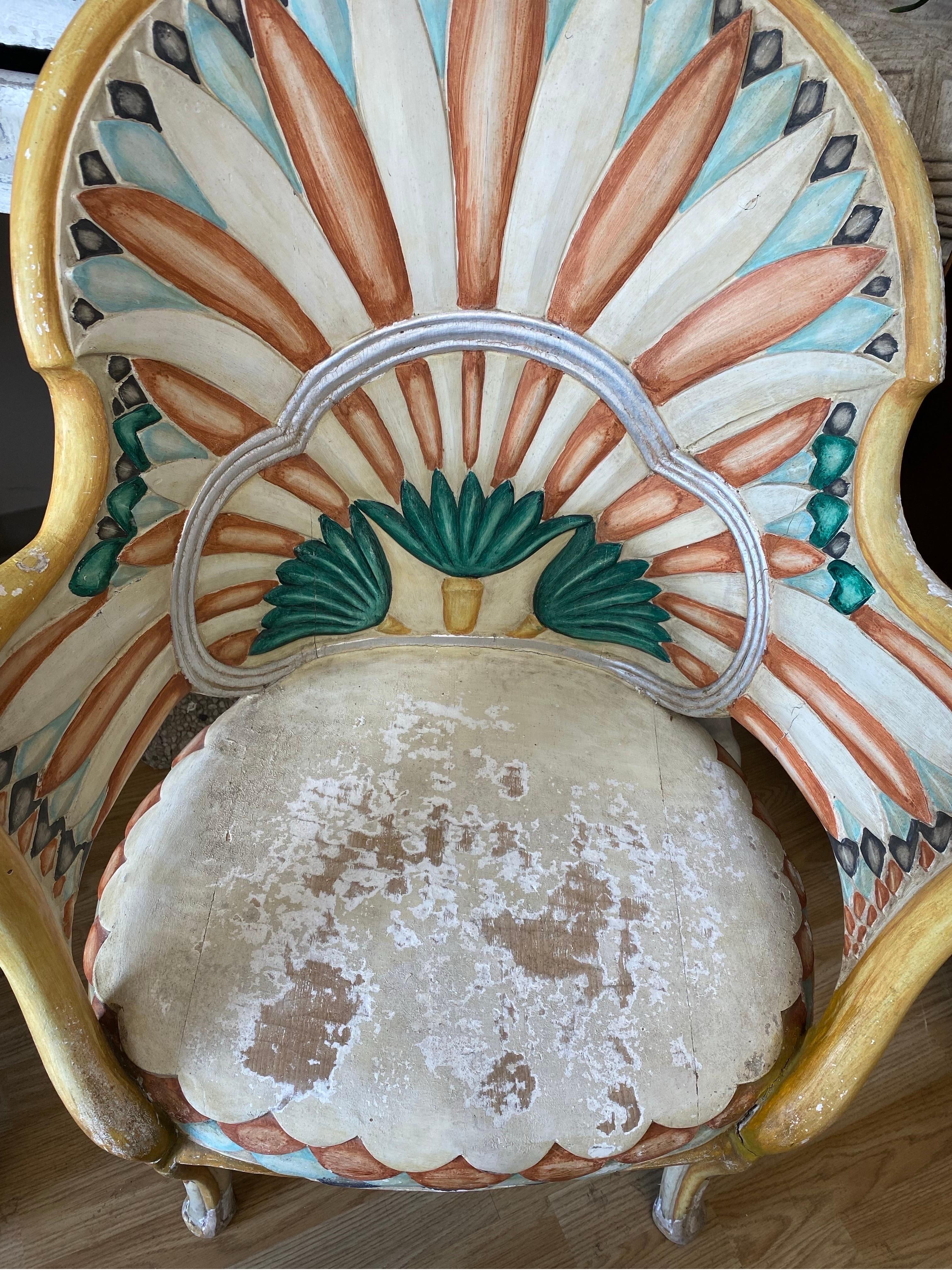 Pair of Carved Egyptian Revival Chairs by Bartolozzi e Maioli 2