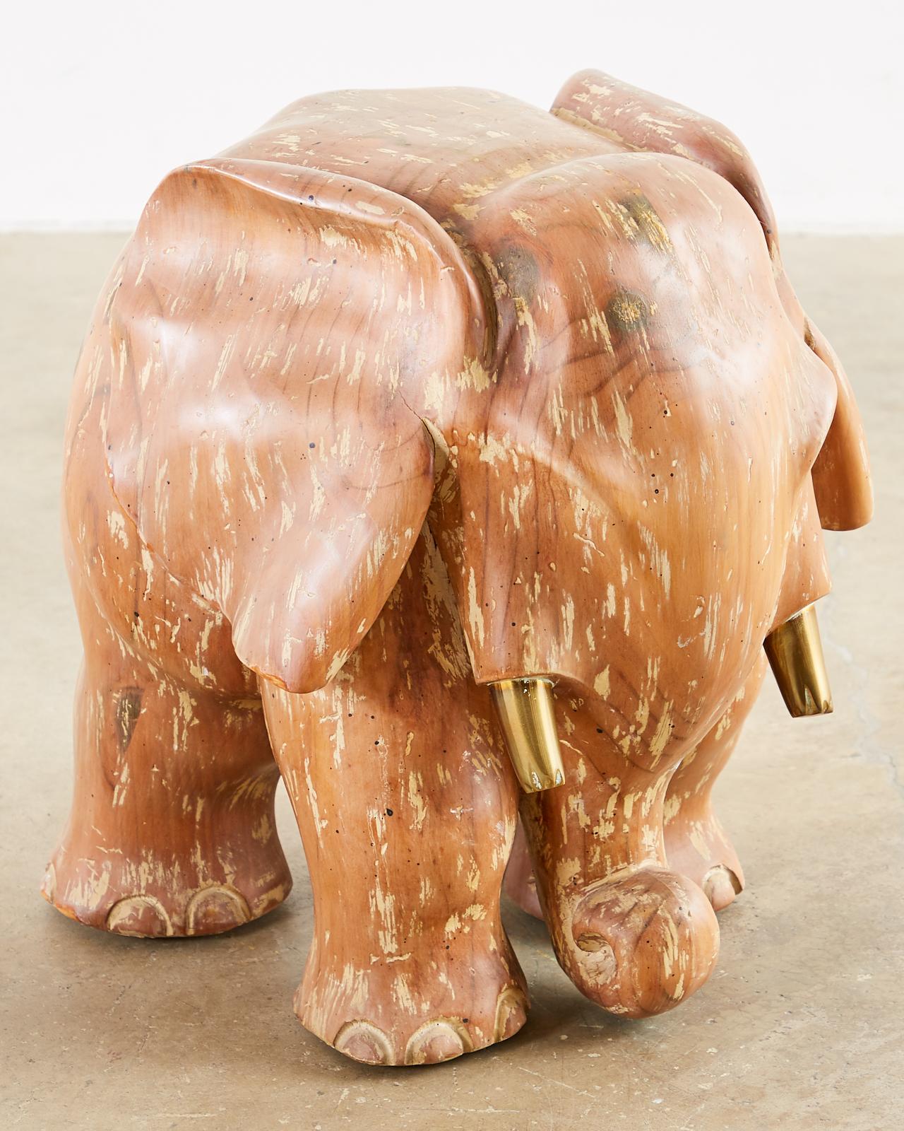 Pair of Carved Elephant Drink Table Sculptures 3