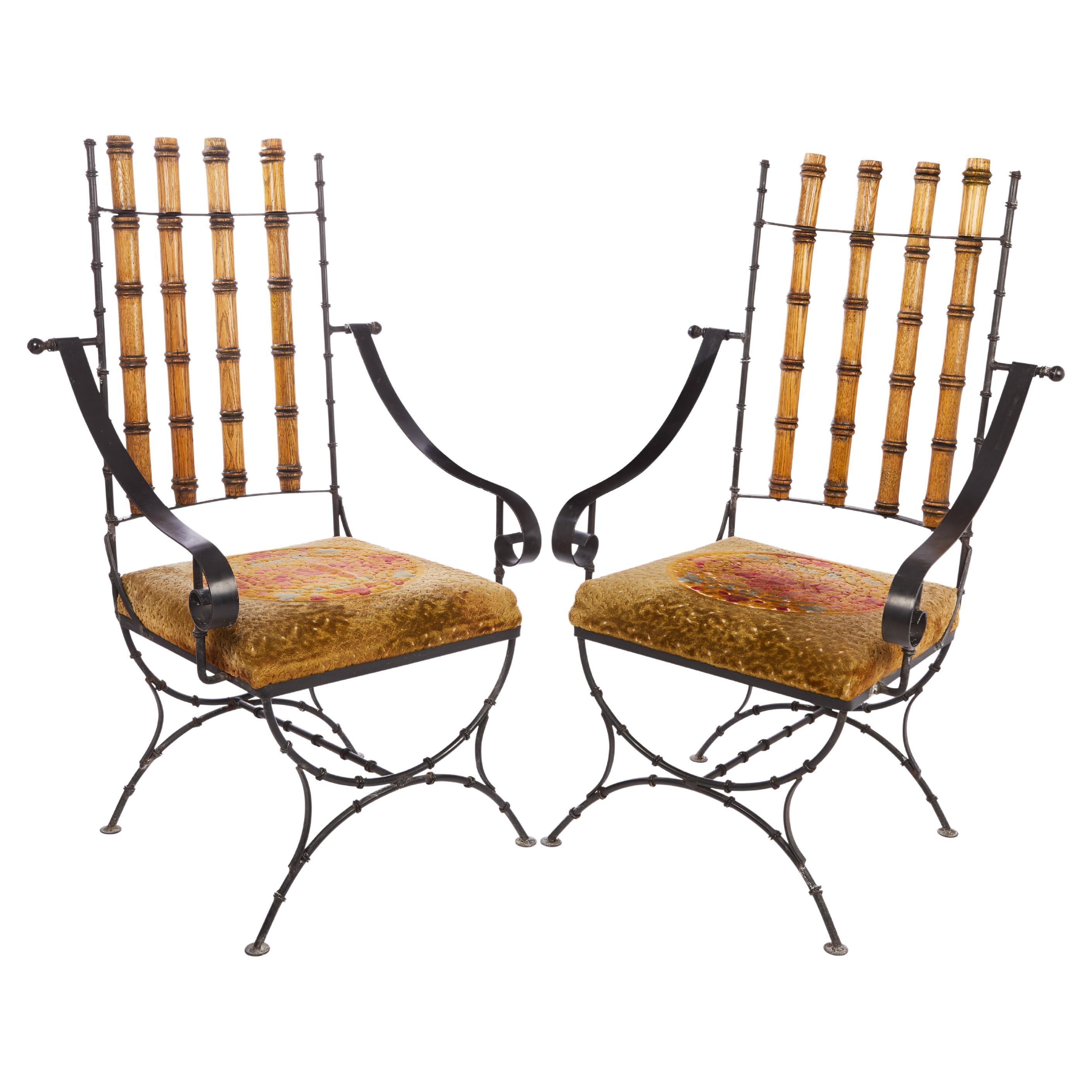 Pair of 1960s Carved Faux Bamboo Chairs from the Johnny Cash Estate For Sale