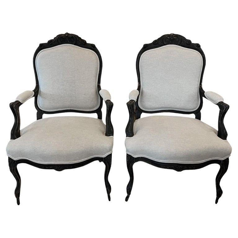 Pair of Carved French 19th Century Salon Chairs For Sale at 1stDibs