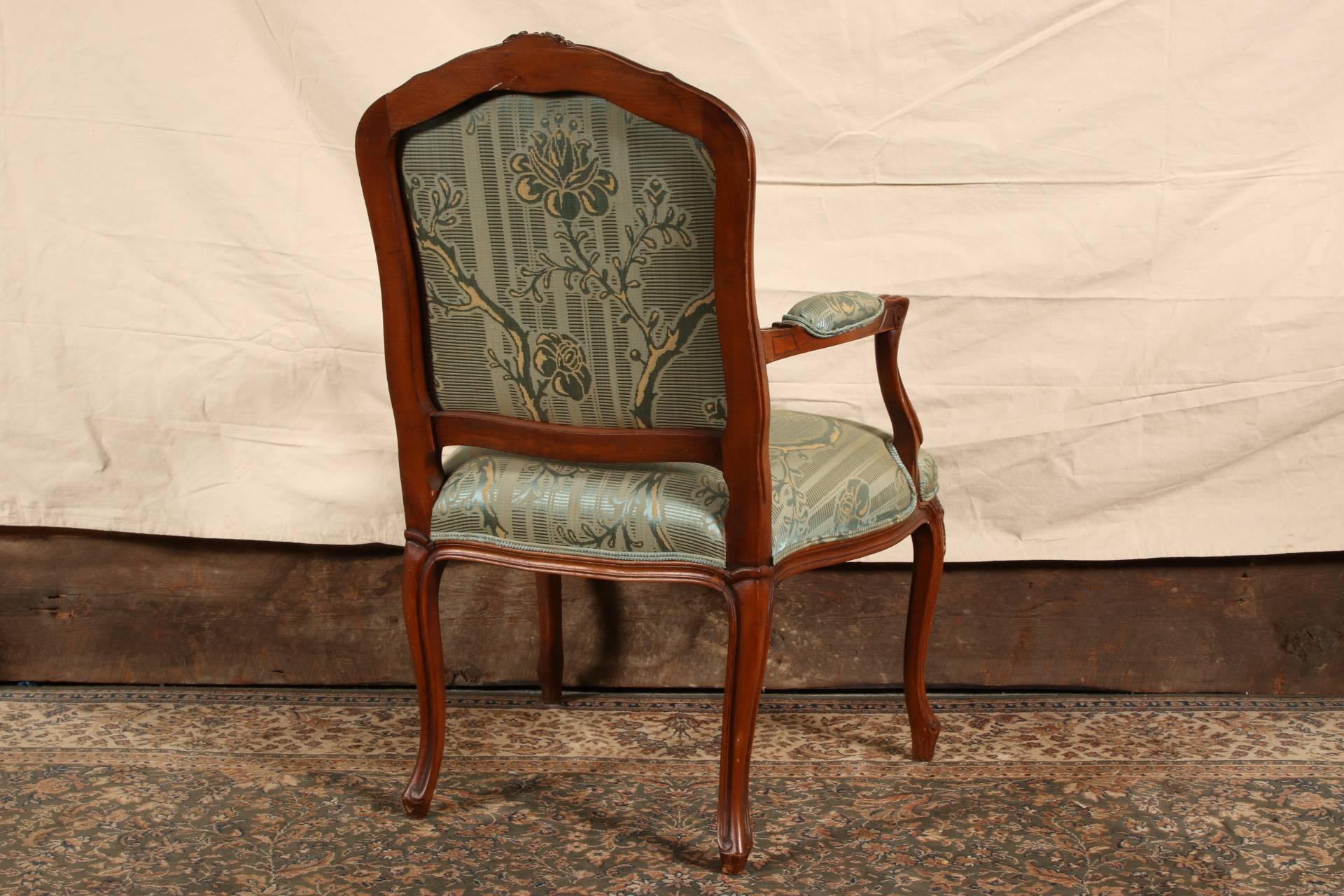 Louis XV Pair of Carved French Open Armchairs