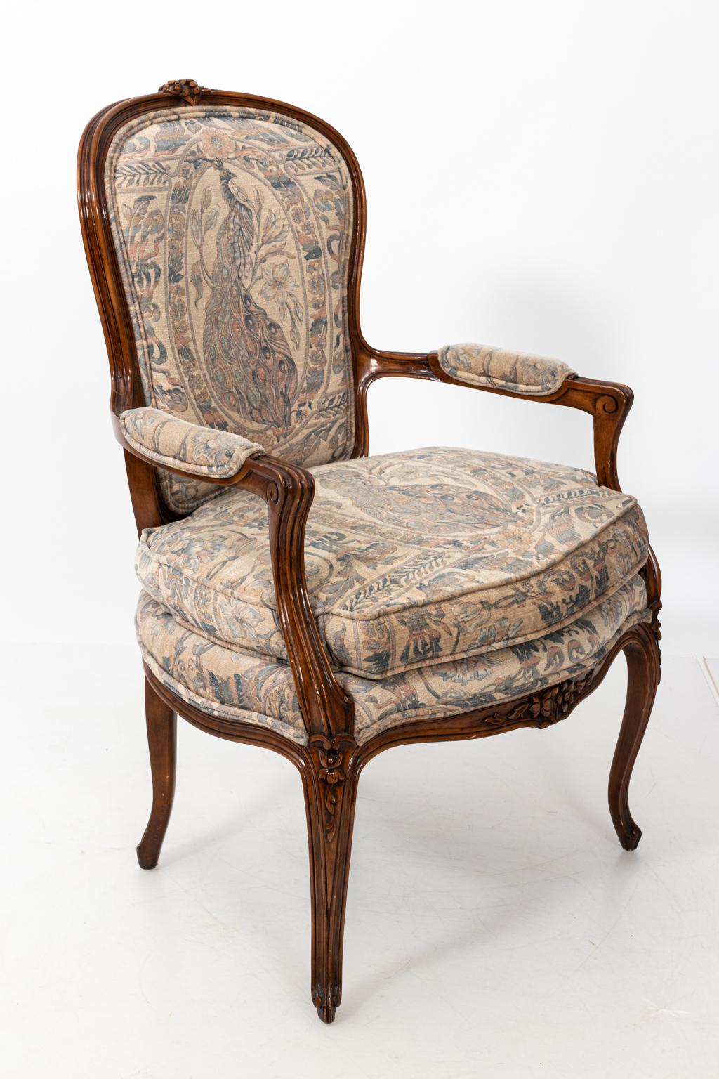 Pair of Carved French Rococo Style Armchairs In Good Condition In Stamford, CT