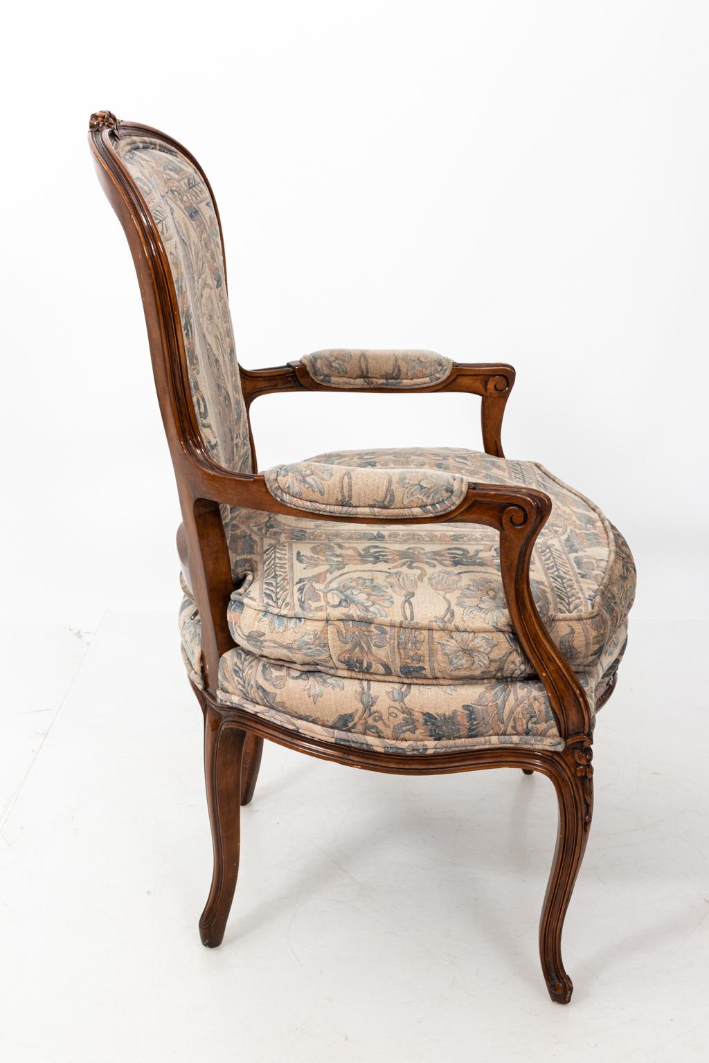 Late 20th Century Pair of Carved French Rococo Style Armchairs