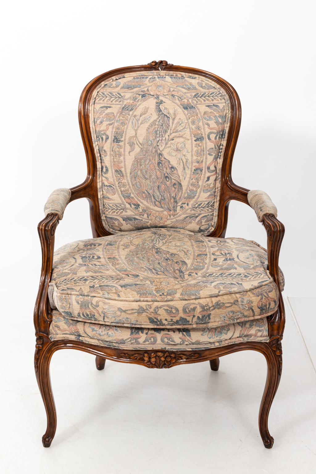 Pair of Carved French Rococo Style Armchairs 1
