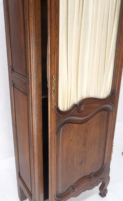 Pair of Carved French Tall Narrow Wardrobes Armories Cabinets Adjustable Shelves
