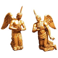 Pair of Carved Gilt Wood Angels