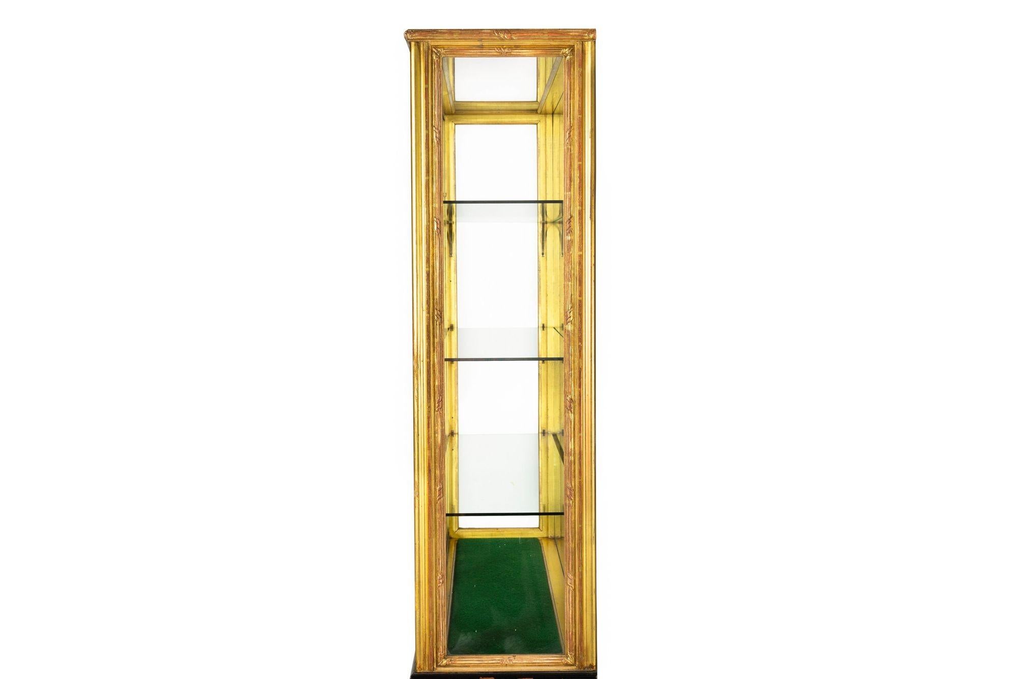 Pair of Carved Giltwood Antique Collector Display Cabinets by M. Grieve Co. For Sale 4