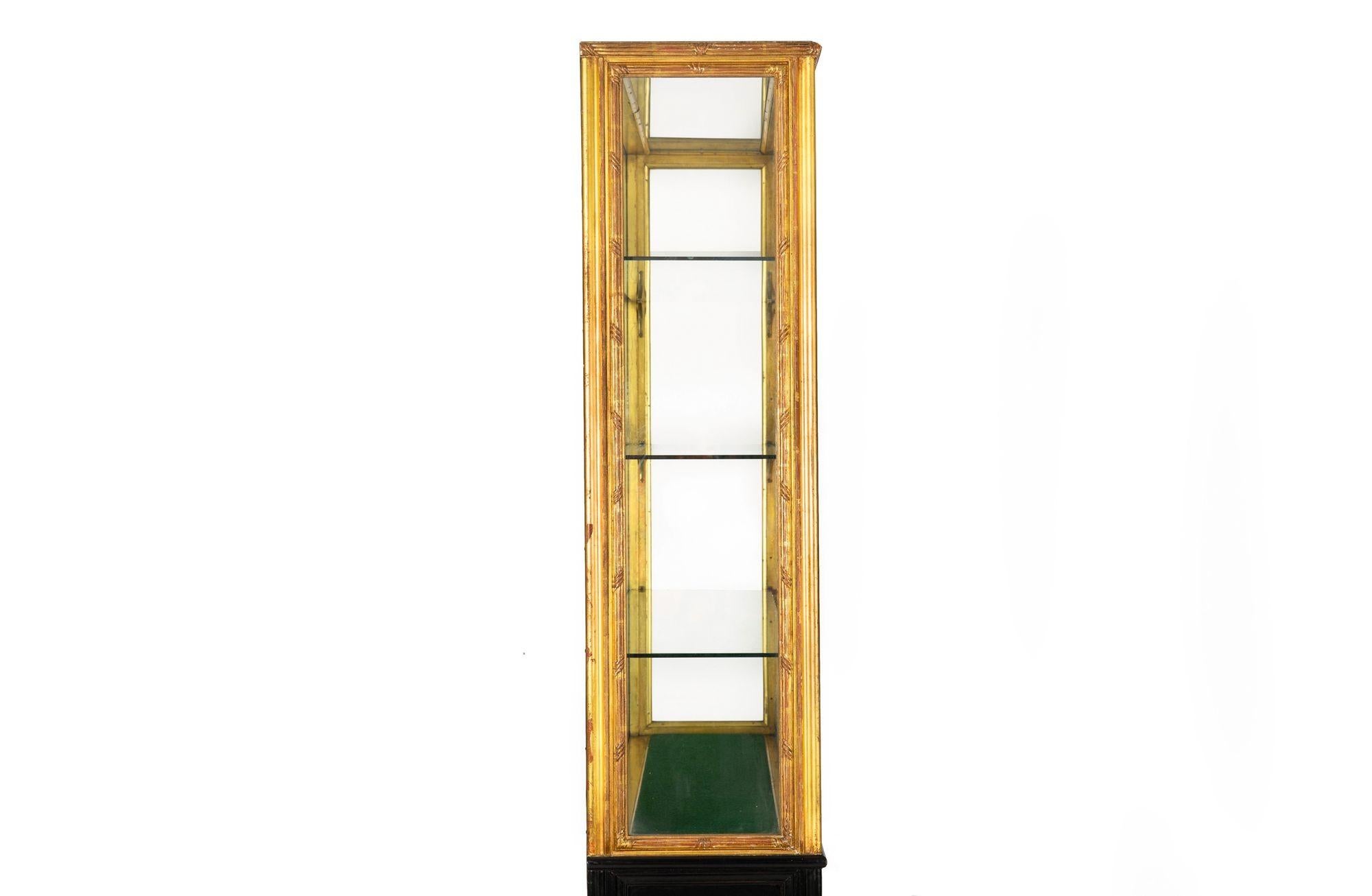 Pair of Carved Giltwood Antique Collector Display Cabinets by M. Grieve Co. For Sale 5