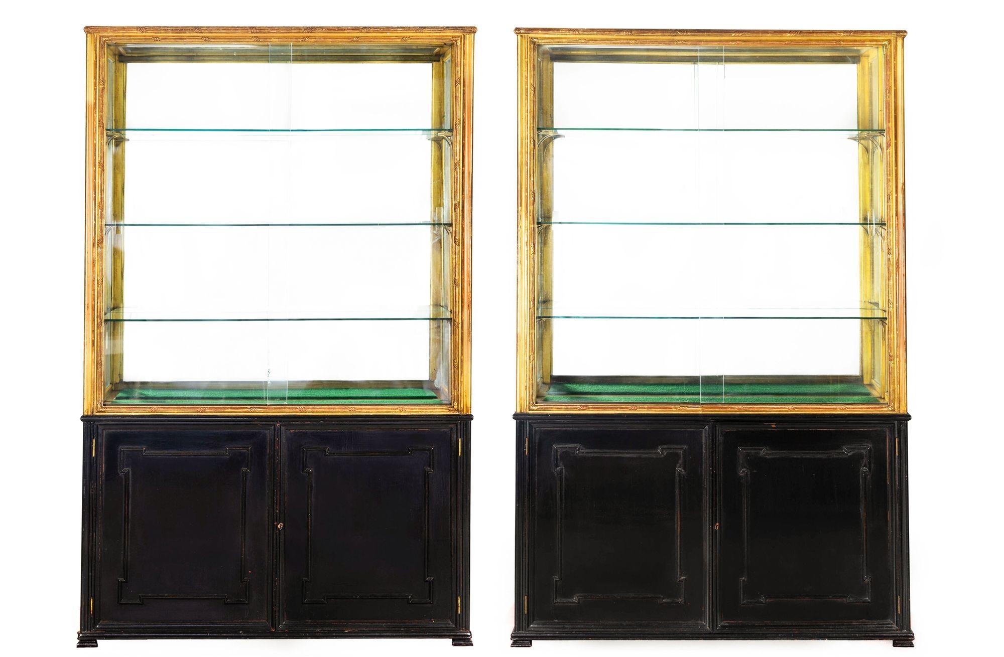 PAIR OF CARVED GILTWOOD COLLECTOR DISPLAY CABINETS

M. Grieve Co. of New York & London  both marked verso  circa 1910

ref. 411LJT20P

71 7/8