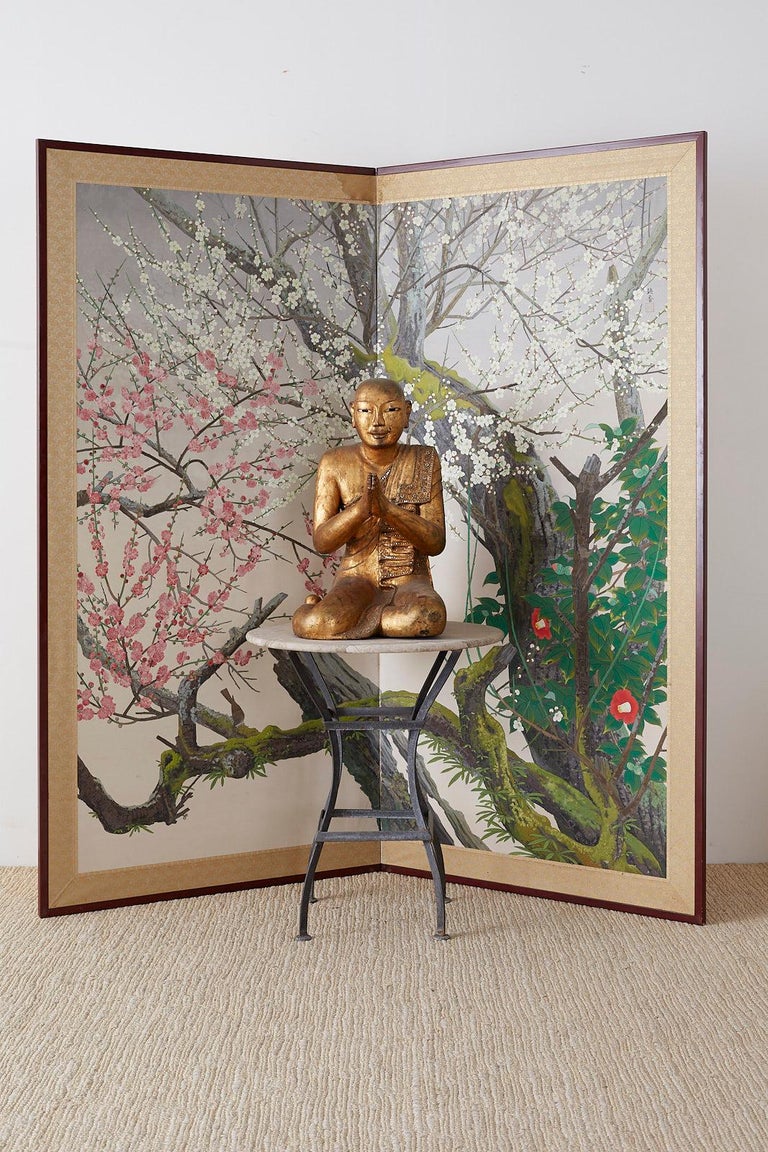 Pair of Carved Giltwood Buddhist Temple Monk Statues at 1stDibs monk