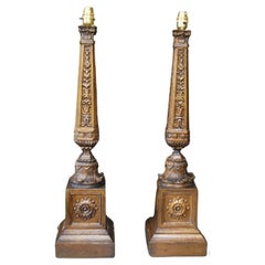 Pair of Carved Giltwood Lamps